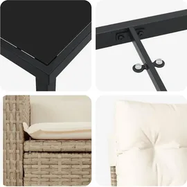 vidaXL 5-teiliges Garten-Dining-Set mit Kissen aus beigem Poly-Rattan.