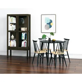 Andas Vitrine ANDAS, braun (eiche dunkel), B:88cm H:170cm T:35cm, Schränke, Vitrine, Holzfurnier aus Eiche, Griffe und Füße aus massiver Eiche, FSC