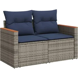 vidaXL 11-teiliges Gartensofa-Set mit Kissen, grau, Polyrattan - Grau