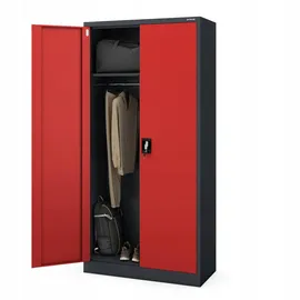 Jan Nowak Mehrzweckschrank, Rot, Anthrazit, Metall, 90x185x45 cm Arbeitszimmer, Aktenschränke