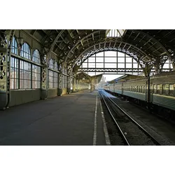 Fototapete PAPERMOON "Verlassener Bahnhof", bunt, B:4,00m L:2,60m, Vlies, Tapeten