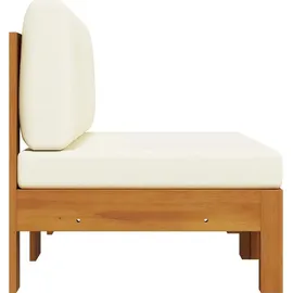 vidaXL Mittelsofas 2-tlg. mit cremeweißen Kissen massivholz akazie