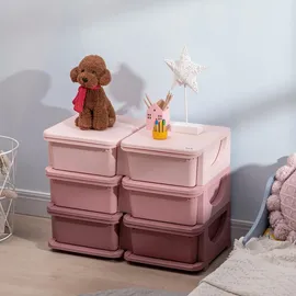 Homcom Schubladenschrank Kunststoff 75 x 37 x 56,5 cm Rosa