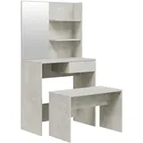 vidaXL Schminktisch-Set Betongrau 74,5x40x141 cm