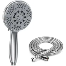 Vinabo Duschkopf mit Schlauch 1,5m – 5 Strahlarten Handbrause wassersparend als Sparduschkopf für Duschsysteme