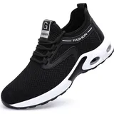 Herren- und Damen-Sicherheitsschuhe rutschfeste athletische Stahlkappenschuhe atmungsaktive industrielle Sicherheitsschuhe, Arbeitsschuhe(42) - Schwarz - 42