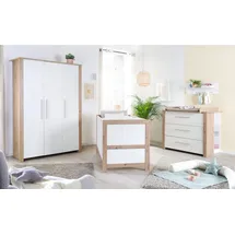 roba roba® Babyzimmer-Komplettset Malo 3-teilig, (Set, Kinderbett 70 x 140 cm, Wickelkommode, Kleiderschrank), aus Holz mit Metallgriffen weiß