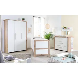 roba roba® Babyzimmer-Komplettset Malo 3-teilig, (Set, Kinderbett 70 x 140 cm, Wickelkommode, Kleiderschrank), aus Holz mit Metallgriffen weiß
