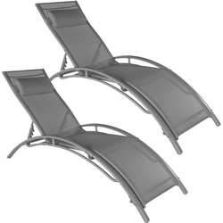 TECTAKE 2 Gartenliegen aus Aluminium, 5-stufig  2grau