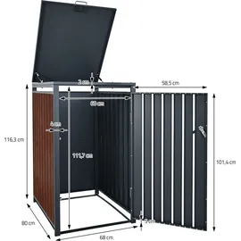ML-Design Mülltonnenbox 3er 200 x 80 x 116,3 cm anthrazit-rostoptik