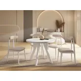 WFL GROUP Esstisch Avero White ausziehbar rund modern mit Holzbeinen (MADE IN EU, vier Größen – 80/90/100/100 cm, ausziehbar auf 160/190/140/200 cm), platzsparender Tisch für kleine Küche, Esszimmer oder Wohnzimmer weiß 90 cm x 77 cm x 90 cm
