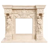 Casa Padrino Luxus Barock Marmor Kaminumrandung Hellbeige 190 x H. 160 cm - Prunkvolle Barockstil Möbel - Barock Hotel & Wohnzimmer Interior