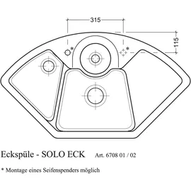 Villeroy & Boch Solo Eck Crema Keramikspüle Excenterbetätigung 1075 x 600 mm