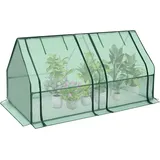 Woltu Foliengewächshaus Frühbeet, Gewächshaus Balkon, Tomatengewächshaus mit Rolltüren, 4 Heringe, 140 g/m2 PE, Metallrahmen, 180 x 90 x 90 cm, Grün