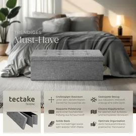 Tectake tectake® Faltbare Sitztruhe mit Stauraum 110x38x38cm Hellgrau