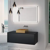 Neoro n60 Unterschrank B: 120 cm mit 1 Auszug, Waschtisch B: 40 cm gold gebürstet, mit Lichtspiegel, BN0735BG+BN0757BM+BN0017MI,