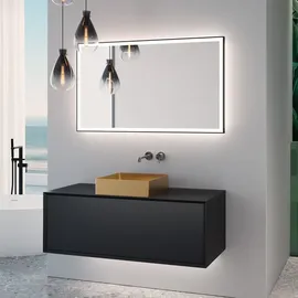 Neoro n60 Unterschrank B: 120 cm mit 1 Auszug, Waschtisch B: 40 cm gold gebürstet, mit Lichtspiegel, BN0735BG+BN0757BM+BN0017MI,