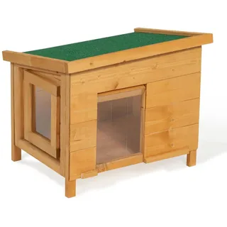 IDMarket - Katzenhaus aus Holz mit Schwingtür mit Lamellen