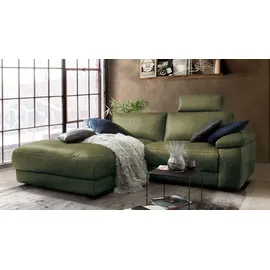 KAWOLA Ecksofa XL motorischer Relaxfunktion LOLA Dunkelgrün Webstoff Relaxfunktion