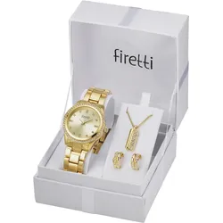 Quarzuhr FIRETTI, gold (goldfarben), Armbanduhren, Damen, Armbanduhr, Damenuhr, Glassteine, ideal auch als Geschenk