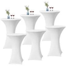 luxuskollektion 6er-Set Weiße Stretch Stehtisch Husse für Bistrotisch