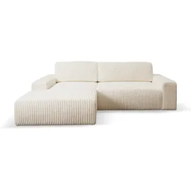 werk2 Ecksofa WERK2 "Rotterdam-L, kuschelweicher Cord oder Breitcord, L-Form, Breite 267 cm", beige (creme), B:267cm H:85cm T:165cm, 100% Polyester, Sofas, Ecksofa, Design Ecksofa mit Schlaffunktion & Bettkasten, Breitcord, Creme