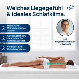 AM Qualitätsmatratzen Topper für Boxspringbett 130 x 200 cm weiß