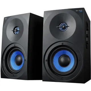 Woxter DYNAMIC LINE 410 FX,Stereo-Gaming-Lautsprecher 2.0 (Autoamplifiziert mit 150W Leistung, Holz,Tieftöner 4",2 Hochtöner,3.5 mm,RCA,Bass-SLR, Kontrolle(Volumen, Akut, Bass),Bücherf-Lautsprecher