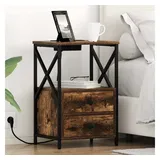 vidaXL Nachtschrank mit Speicher 40 x 31 x 60 cm Geräucherte Eiche