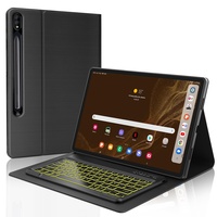 FOGARI Tastatur für Samsung Galaxy Tab S8 Ultra 14,6 Zoll (35,6 cm), AZERTY-Tastatur, Hintergrundbeleuchtung, Bluetooth, kabellos, für Samsung Galaxy Tab S8 Ultra 5G 2022 Tablet, Schwarz