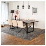 Home Deluxe Essgruppe Eckig AVENCIA inkl. U-Fuß - 240 x 120 cm Dark Oak, (7-tlg), MDF Esstisch mit U-Fuß & Esszimmerstühle für Esszimmer & Wohnzimmer beige