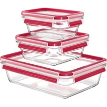 Emsa Clip&Close Frischhaltedosen Set rot 3 x 0,45 l