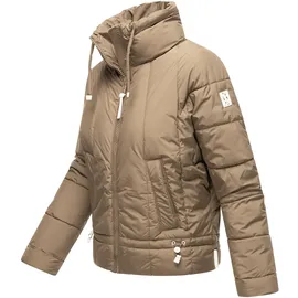 Navahoo leichte Damen Steppjacke kurze Übergangsjacke oversized mit Fledermausärmeln Luftzauber 14 Stone Brown Gr. S - S