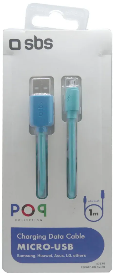 SBS Lade- und USB-Datenkabel Micro-USB Stromversorgung Datenübertragung Blau