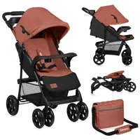 Lionelo - Kinderwagen EMMA PLUS ziegelrot/schwarz - Braun/Schwarz