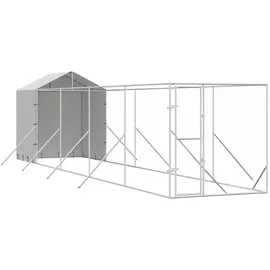 vidaXL Outdoor-Hundezwinger mit Dach 2 x 10 x 2,5 m Stahl Silber