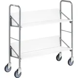 Kongamek Archivwagen Stahl 820x720mm weiß 2 schrägen Böden 4 Buchstützen 50 kg Tragkraft