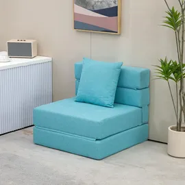 Homcom Schlafsessel 2-in-1 Polyester 70 x 61 x 70 cm Blau mit Kissen