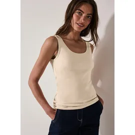 Cecil Basic Top mit Rundhals aus Baumwolle Pearl beige XS