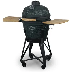 KAMADO YOKO18 H.Koenig Japanischer Holzkohle-Keramikgrill 46 cm Langsames, bis 450 °C gleichmäßige Wärmeverteilung, 3-5 Personen, schwarz