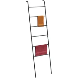 Relaxdays Handtuchleiter Metall, 6 Sprossen, Wäscheleiter Handtücher, Kleidung, HBT: 171x45,5x10 cm, Bad Leiter, schwarz