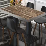 BPY | Bistro Tisch | 130 x 80 x 81 cm | Quadratisch | Edelstahl Rand | Vintag...