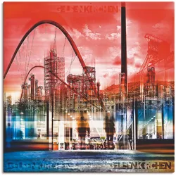 Leinwandbild ARTLAND "Gelsenkirchen Skyline Collage 01", rot (farbe bild(er): rot), B:70cm H:70cm, Canvas, Leinwand, Bilder, auf Keilrahmen gespannt
