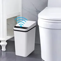 Azomor® Stille und platzsparende Abfallbehälter mit Sensor für Badezimmer und Büro - Weiß