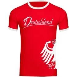 multifanshop Kontrast T-Shirt - Deutschland - Adler seitlich - Druck weiß - Männer