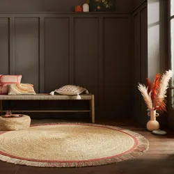 Teppich FLAIR RUGS "KAHANA", orange (terra), H:2mm Ø:180cm, Jute, Kunstfaser, Teppiche, Handgemacht