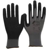 Nitras Nylotex 3520 Nylon-Latexhandschuhe Arbeitshandschuhe 12 PAAR Größe 10 (XL), Grau/Schwarz