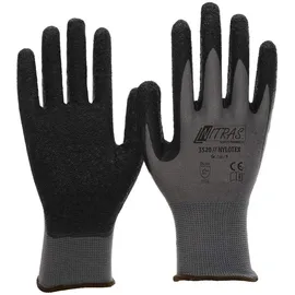 Nitras Nylotex 3520 Nylon-Latexhandschuhe Arbeitshandschuhe 12 PAAR Größe 10 (XL), Grau/Schwarz