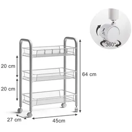 Vicco Rollcontainer Weiß, 45 x 64 cm mit 3 Ablagefächern, auf Rollen flexibel einsetzbar in verschiedenen Wohnbereichen