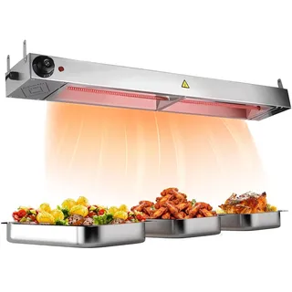 Wärmelampe Küche Gastro, Edelstahl Hängende Speisenwärmer Lampe, Kommerziell Lebensmittel Wärmelampe für Buffet und Hotels, Einstellbarer Temperatur 30-85°C (1PC, 60CM)